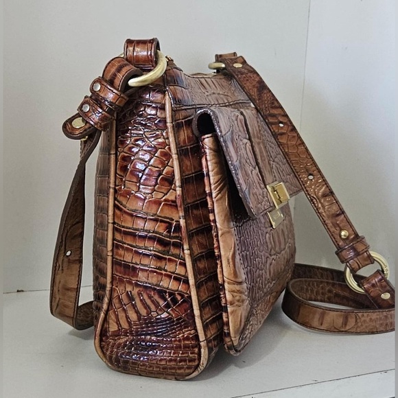 Brahmin Brown /Tan Crocodile Leather Crossbody bag - Picture 9 of 11